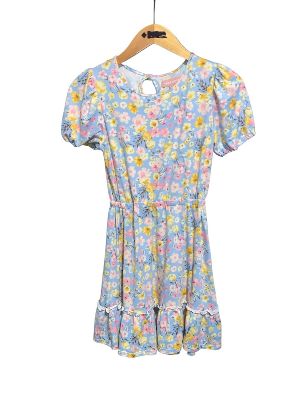 BCBG Girls Blue Floral Summer Dress Pastel Short Sleeve
